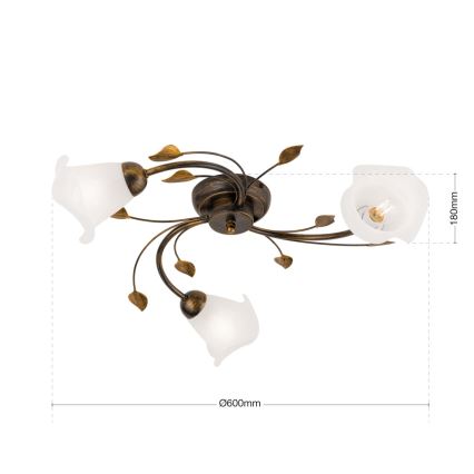 Bevestigde hanglamp SISI 3xE14/40W/230V diameter 60 cm brons/patina