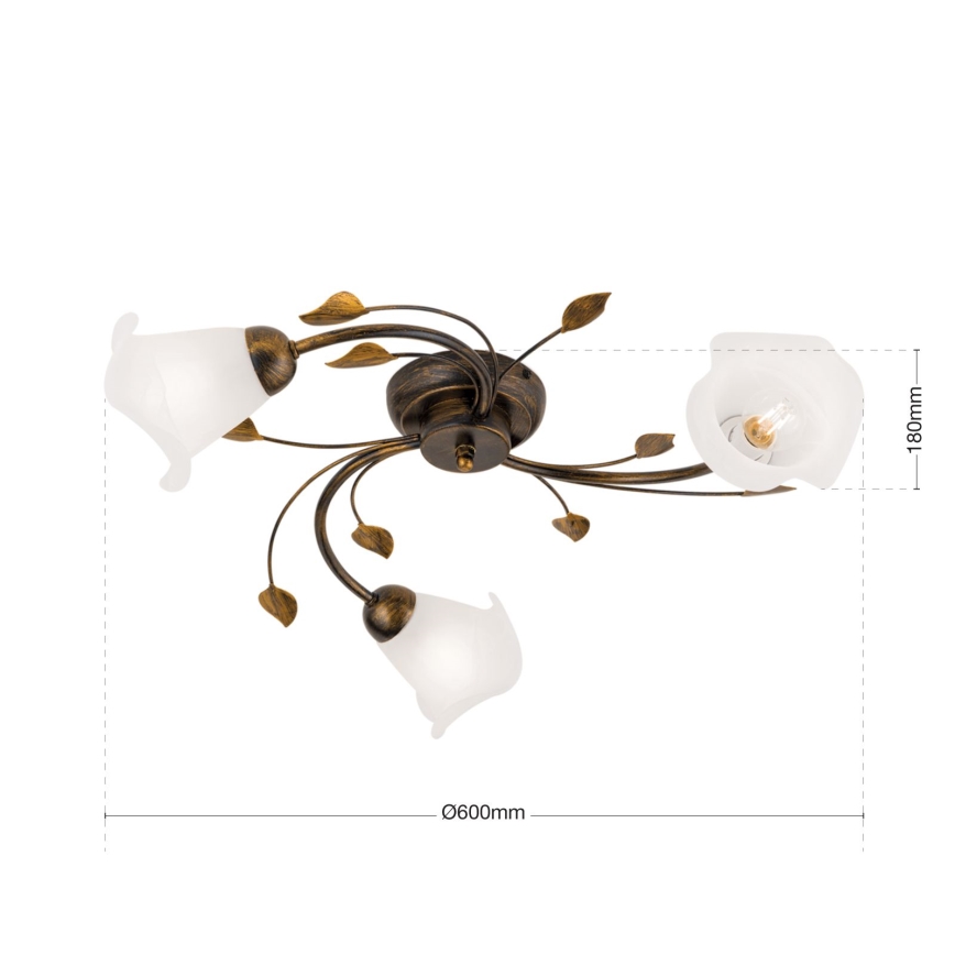 Bevestigde hanglamp SISI 3xE14/40W/230V diameter 60 cm brons/patina
