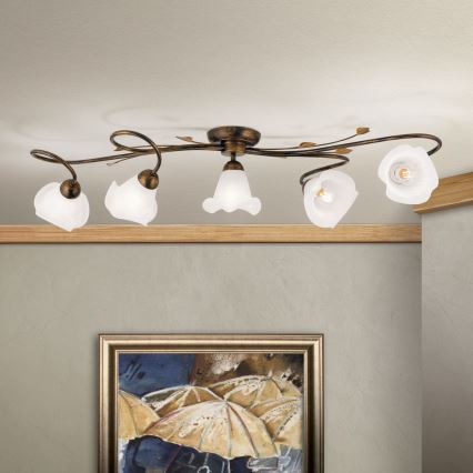Bevestigde hanglamp SISI 5xE14/40W/230V brons/patina