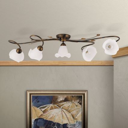 Bevestigde hanglamp SISI 5xE14/40W/230V brons/patina