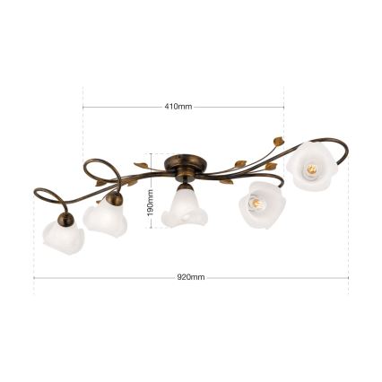 Bevestigde hanglamp SISI 5xE14/40W/230V brons/patina