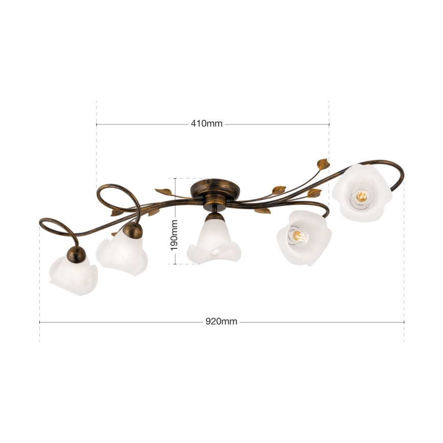 Bevestigde hanglamp SISI 5xE14/40W/230V brons/patina