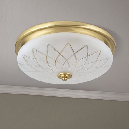 Plafondlamp PORTO 2xE27/40W/230V diameter 37 cm goud