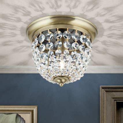Kristallen plafondlamp PLAFOND 1xE27/40W/230V diameter 26 cm brons