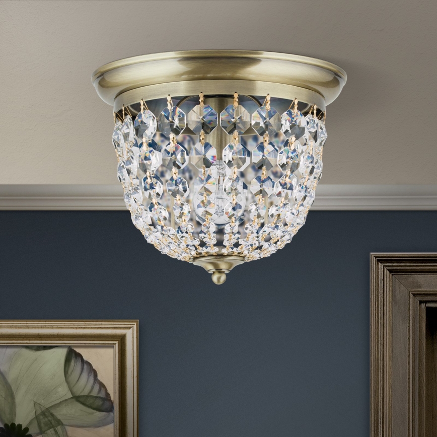 Kristallen plafondlamp PLAFOND 1xE27/40W/230V diameter 26 cm brons