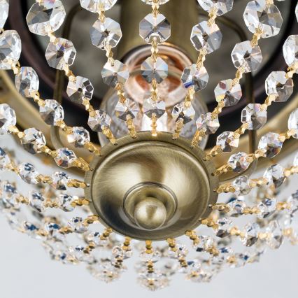 Kristallen plafondlamp PLAFOND 1xE27/40W/230V diameter 26 cm brons