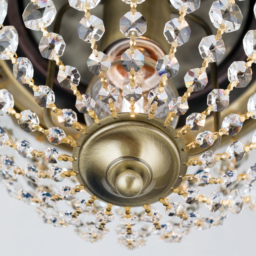 Kristallen plafondlamp PLAFOND 1xE27/40W/230V diameter 26 cm brons