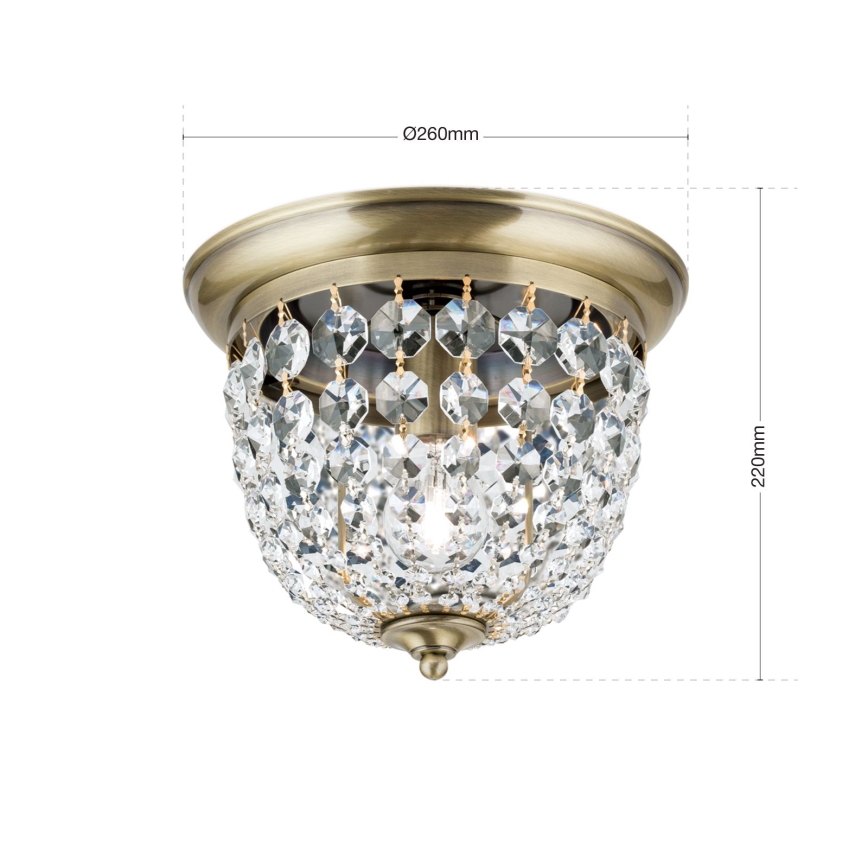 Kristallen plafondlamp PLAFOND 1xE27/40W/230V diameter 26 cm brons