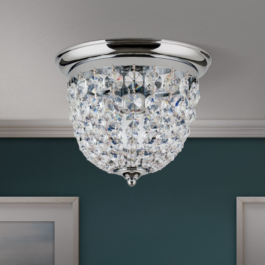 Kristallen plafondlamp PLAFOND 1xE27/40W/230V diameter 26 cm glanzend chroom