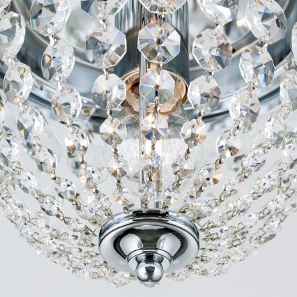 Kristallen plafondlamp PLAFOND 1xE27/40W/230V diameter 26 cm glanzend chroom