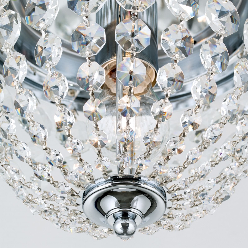 Kristallen plafondlamp PLAFOND 1xE27/40W/230V diameter 26 cm glanzend chroom