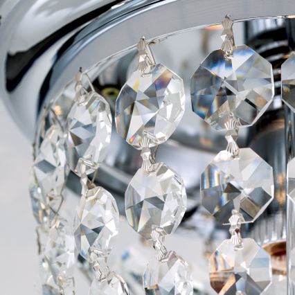Kristallen plafondlamp PLAFOND 1xE27/40W/230V diameter 26 cm glanzend chroom