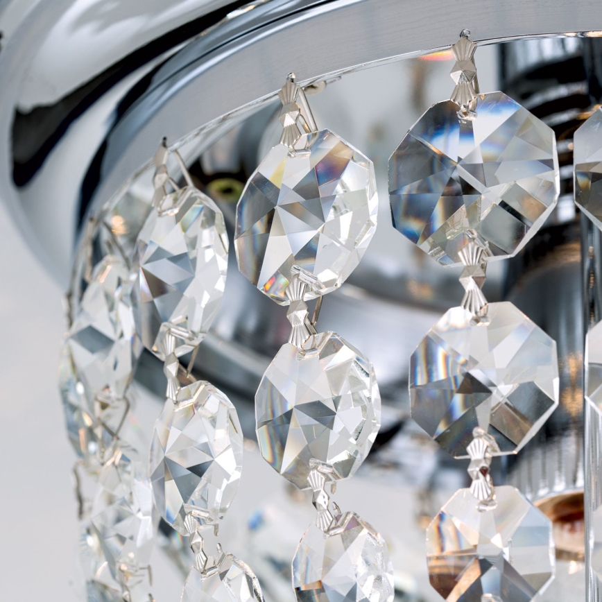 Kristallen plafondlamp PLAFOND 1xE27/40W/230V diameter 26 cm glanzend chroom
