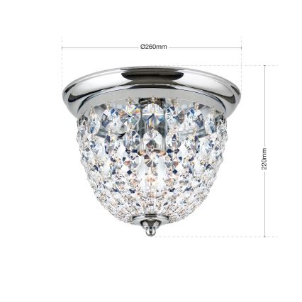 Kristallen plafondlamp PLAFOND 1xE27/40W/230V diameter 26 cm glanzend chroom
