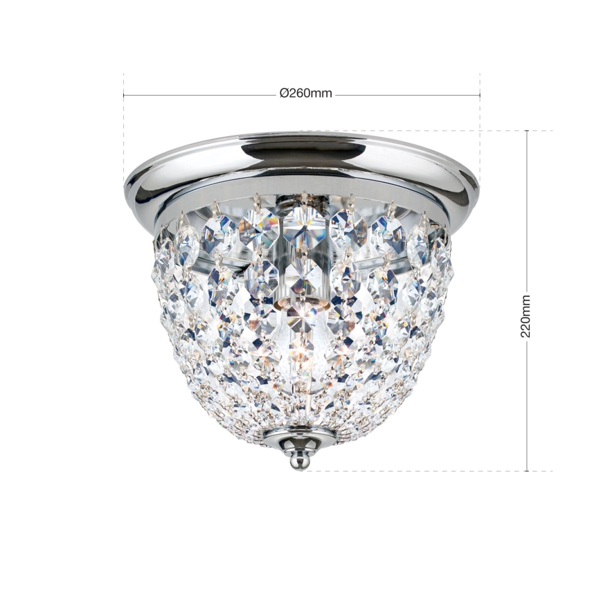 Kristallen plafondlamp PLAFOND 1xE27/40W/230V diameter 26 cm glanzend chroom