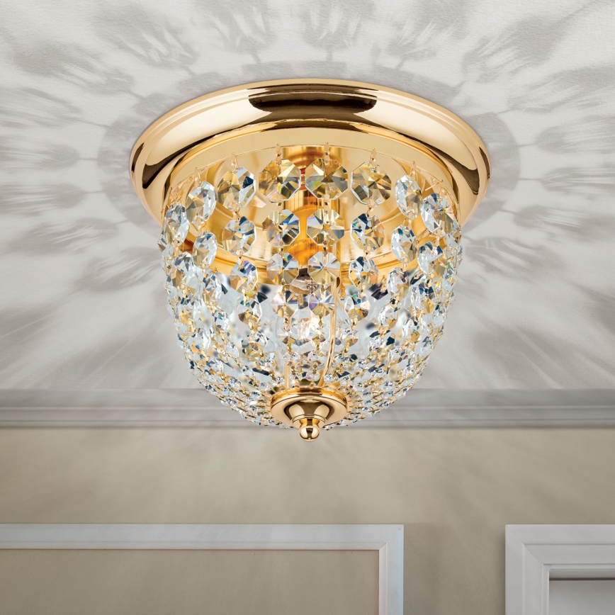 Kristallen plafondlamp PLAFOND 1xE27/40W/230V diameter 26 cm goud