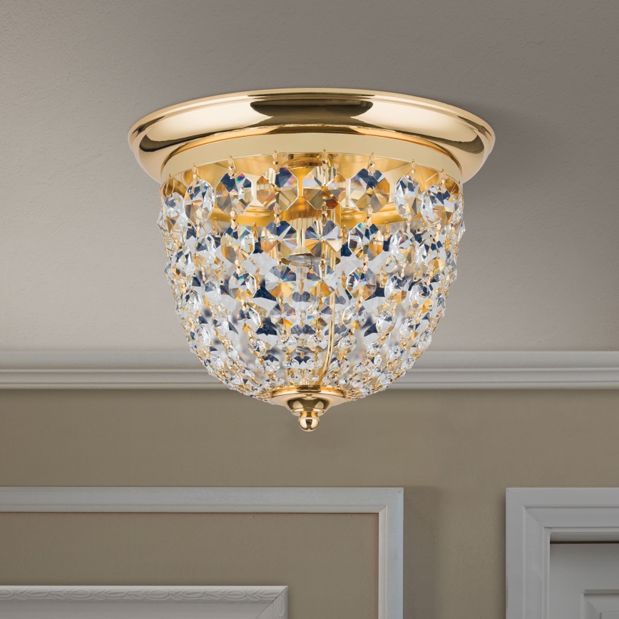 Kristallen plafondlamp PLAFOND 1xE27/40W/230V diameter 26 cm goud
