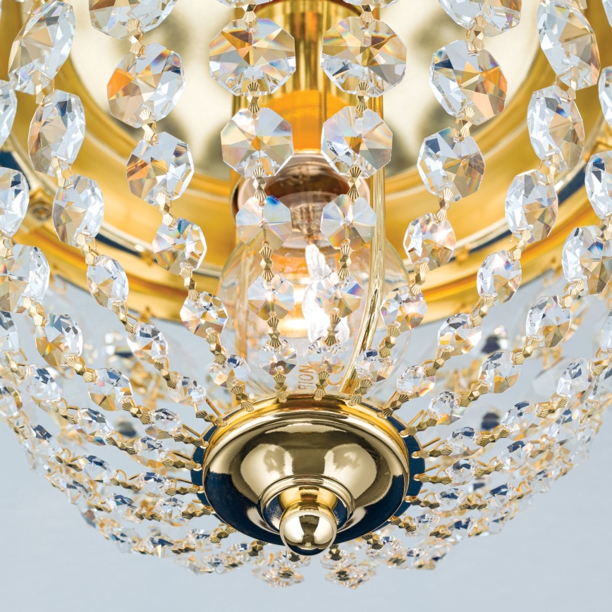 Kristallen plafondlamp PLAFOND 1xE27/40W/230V diameter 26 cm goud