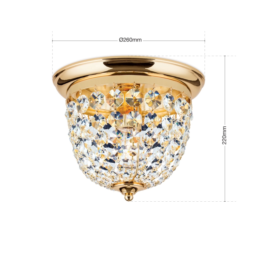 Kristallen plafondlamp PLAFOND 1xE27/40W/230V diameter 26 cm goud