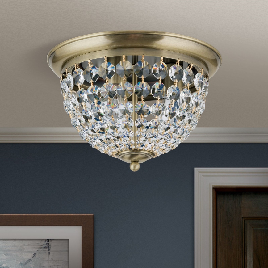 Kristallen plafondlamp PLAFOND 3xE27/40W/230V diameter 35 cm brons