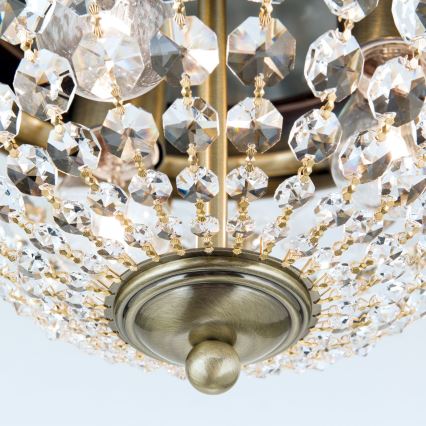Kristallen plafondlamp PLAFOND 3xE27/40W/230V diameter 35 cm brons