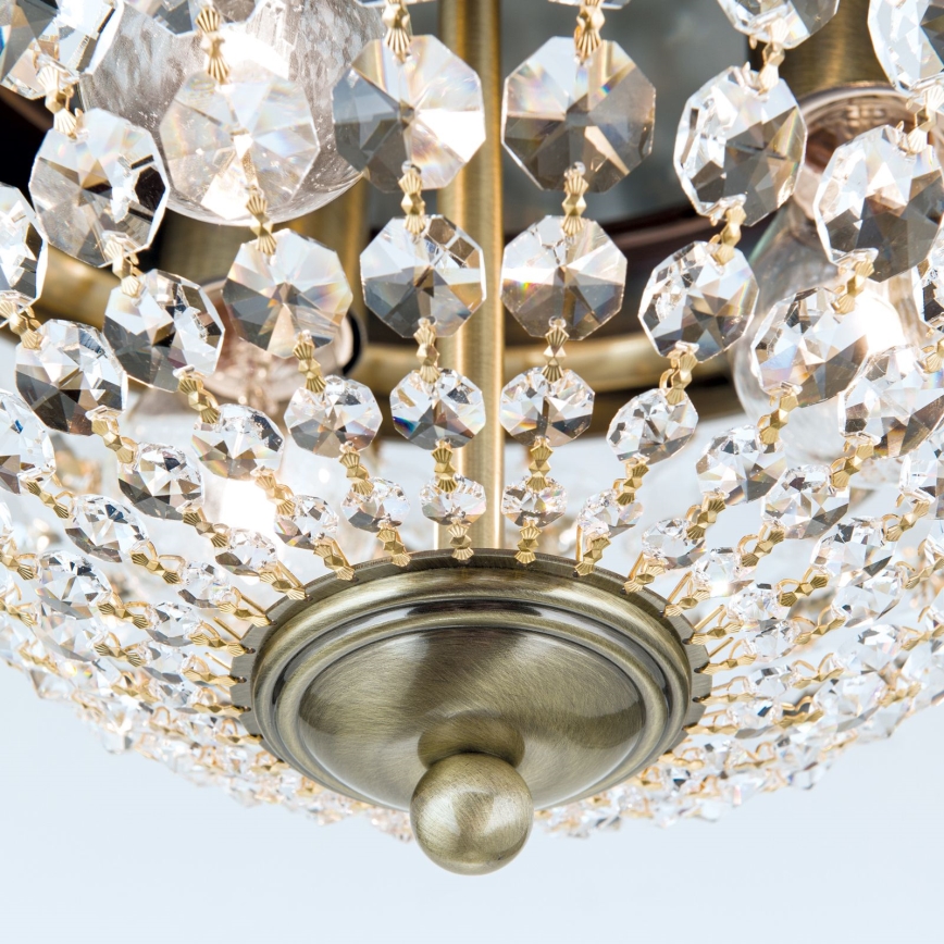 Kristallen plafondlamp PLAFOND 3xE27/40W/230V diameter 35 cm brons