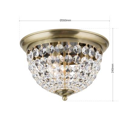 Kristallen plafondlamp PLAFOND 3xE27/40W/230V diameter 35 cm brons