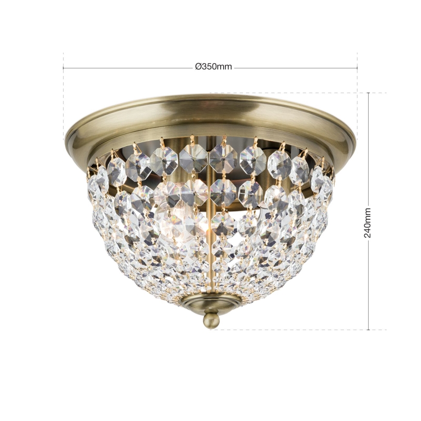 Kristallen plafondlamp PLAFOND 3xE27/40W/230V diameter 35 cm brons
