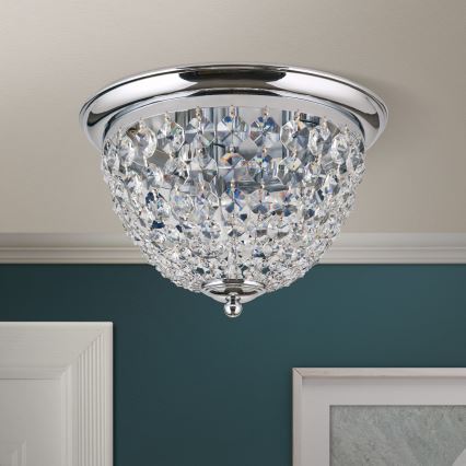 Kristallen plafondlamp PLAFOND 3xE27/40W/230V diameter 35 cm glanzend chroom