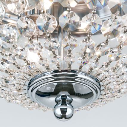 Kristallen plafondlamp PLAFOND 3xE27/40W/230V diameter 35 cm glanzend chroom