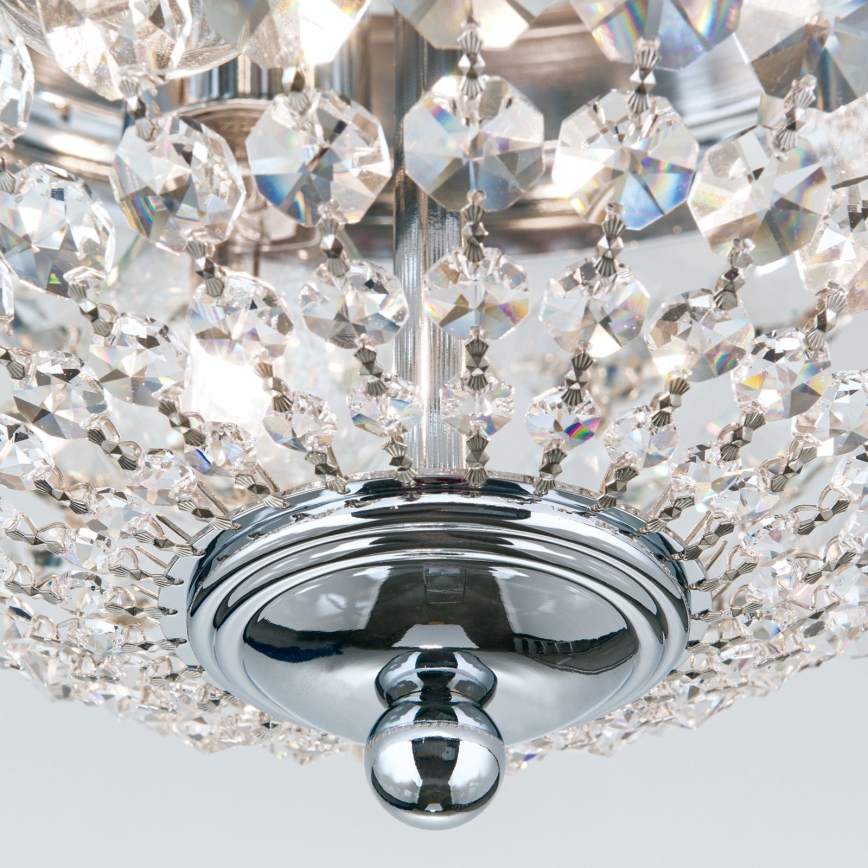 Kristallen plafondlamp PLAFOND 3xE27/40W/230V diameter 35 cm glanzend chroom