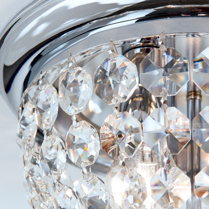 Kristallen plafondlamp PLAFOND 3xE27/40W/230V diameter 35 cm glanzend chroom