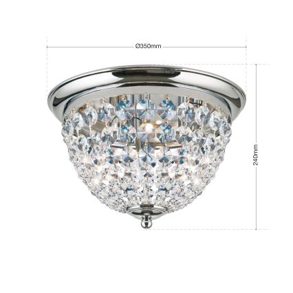Kristallen plafondlamp PLAFOND 3xE27/40W/230V diameter 35 cm glanzend chroom