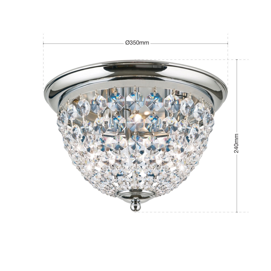 Kristallen plafondlamp PLAFOND 3xE27/40W/230V diameter 35 cm glanzend chroom
