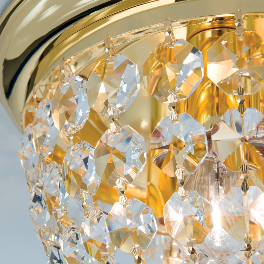 Kristallen plafondlamp PLAFOND 3xE27/40W/230V diameter 35 cm goud