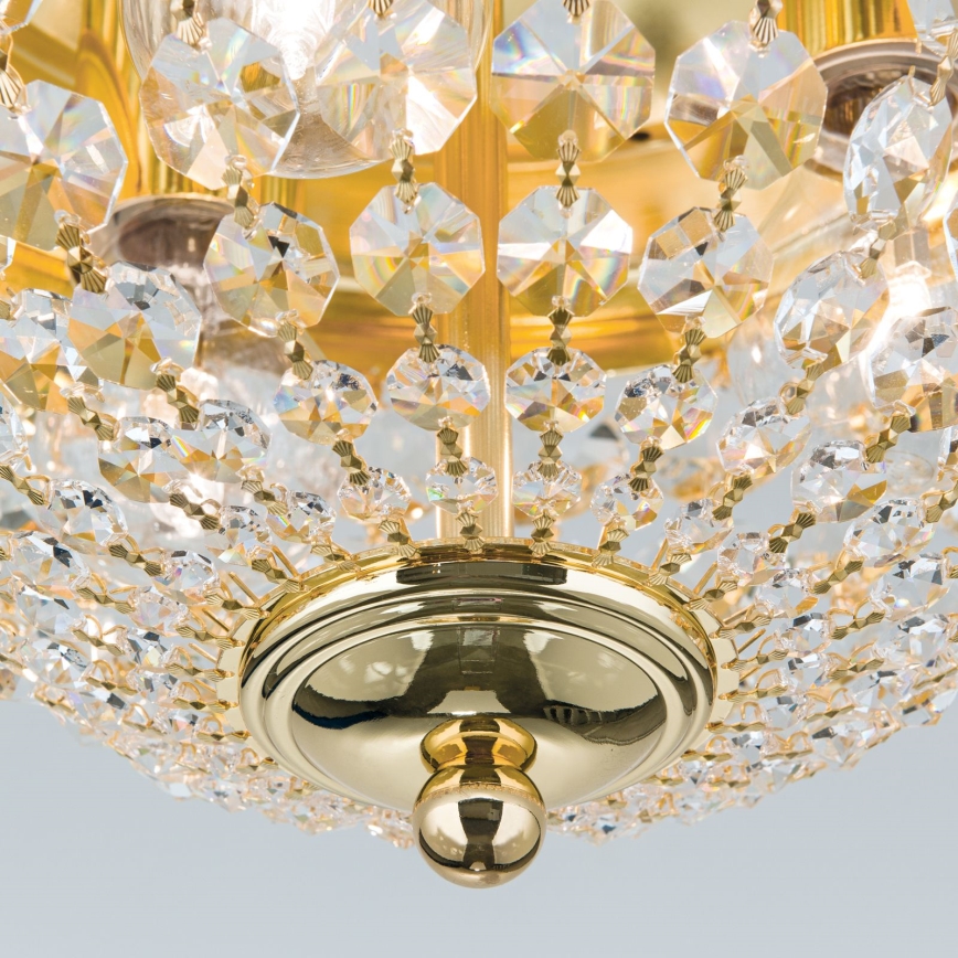 Kristallen plafondlamp PLAFOND 3xE27/40W/230V diameter 35 cm goud