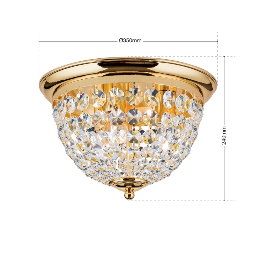 Kristallen plafondlamp PLAFOND 3xE27/40W/230V diameter 35 cm goud