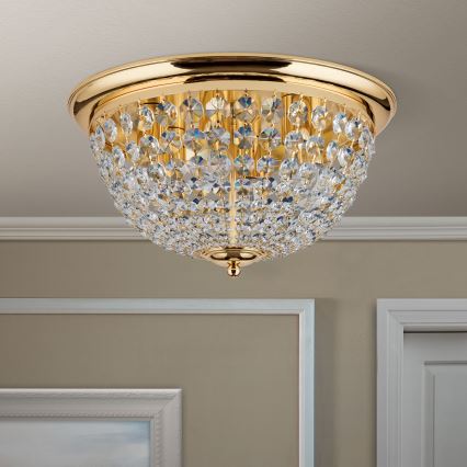 Kristallen plafondlamp PLAFOND 6xE27/40W/230V diameter 47 cm goud