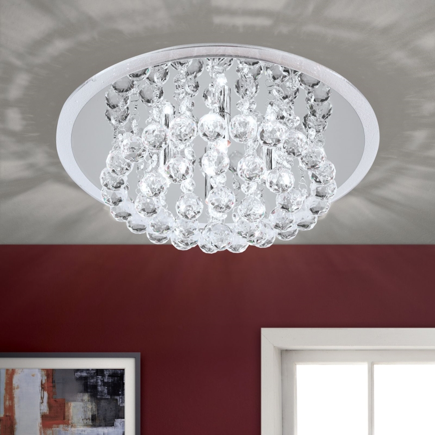 Kristallen plafondlamp GLORIA 4xG9/40W/230V diameter 38 cm doorzichtig/glanzend chroom