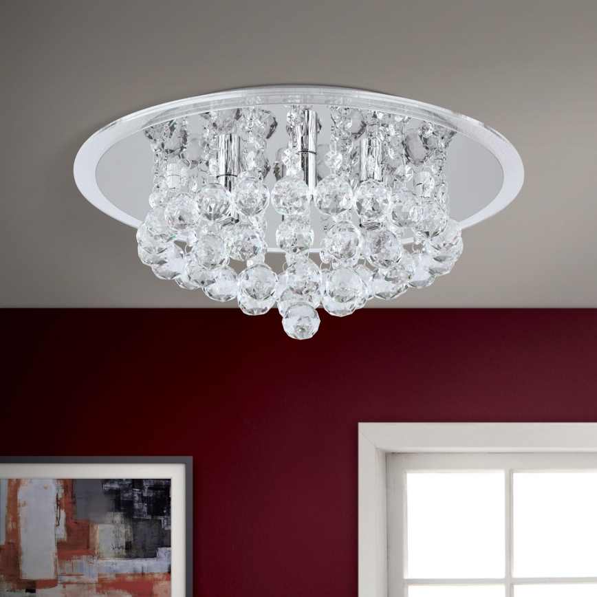 Kristallen plafondlamp GLORIA 4xG9/40W/230V diameter 38 cm doorzichtig/glanzend chroom
