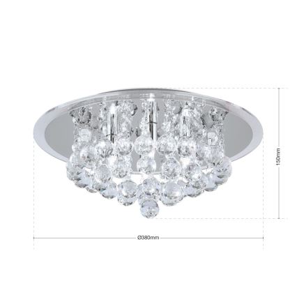 Kristallen plafondlamp GLORIA 4xG9/40W/230V diameter 38 cm doorzichtig/glanzend chroom