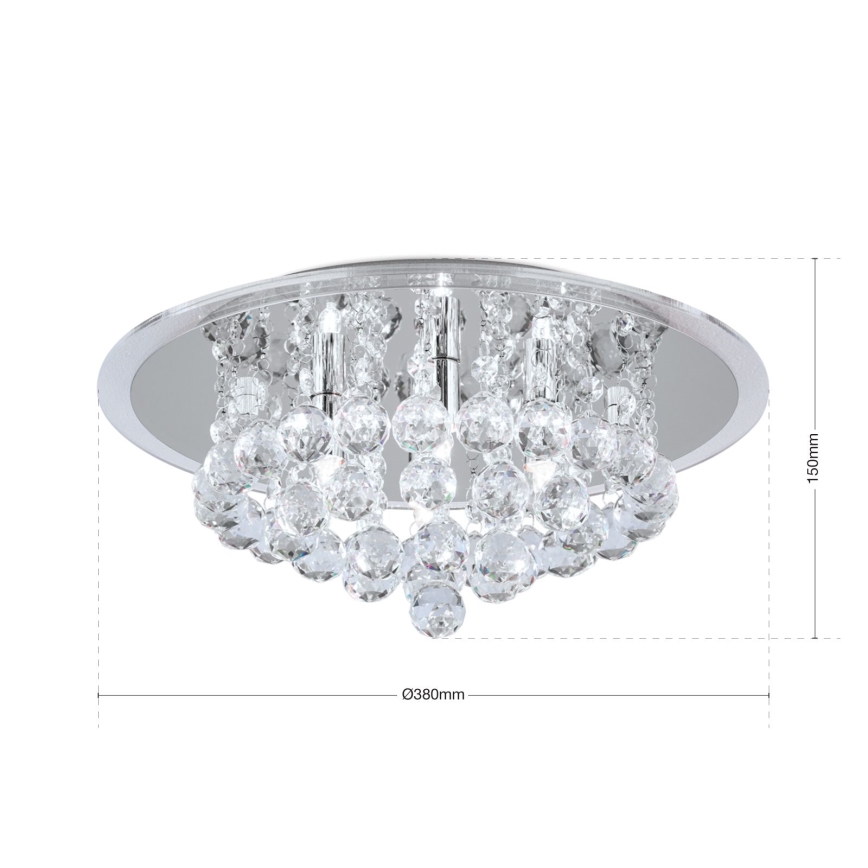 Kristallen plafondlamp GLORIA 4xG9/40W/230V diameter 38 cm doorzichtig/glanzend chroom