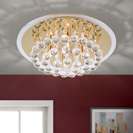 Kristallen plafondlamp GLORIA 4xG9/40W/230V diameter 38 cm goud