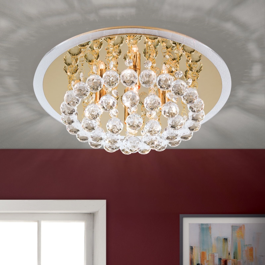 Kristallen plafondlamp GLORIA 4xG9/40W/230V diameter 38 cm goud