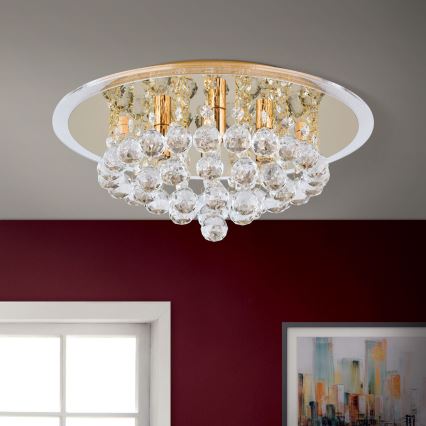 Kristallen plafondlamp GLORIA 4xG9/40W/230V diameter 38 cm goud