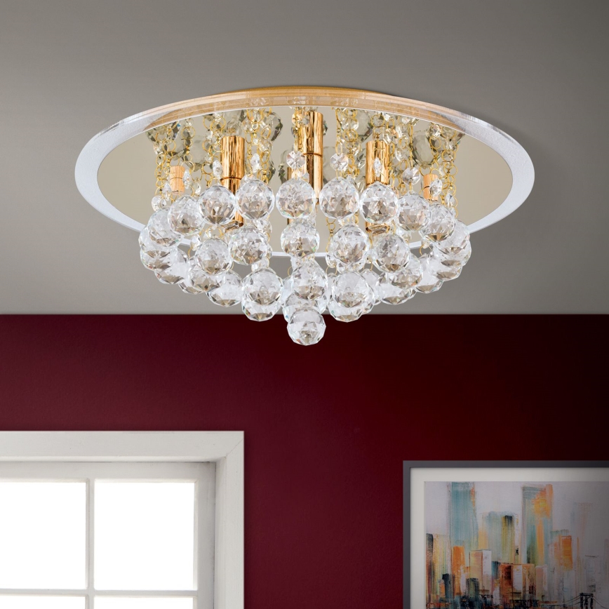 Kristallen plafondlamp GLORIA 4xG9/40W/230V diameter 38 cm goud