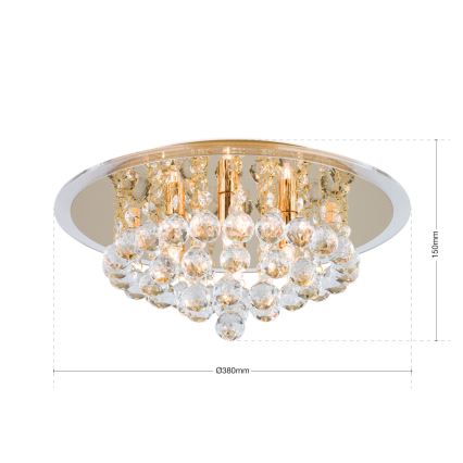 Kristallen plafondlamp GLORIA 4xG9/40W/230V diameter 38 cm goud