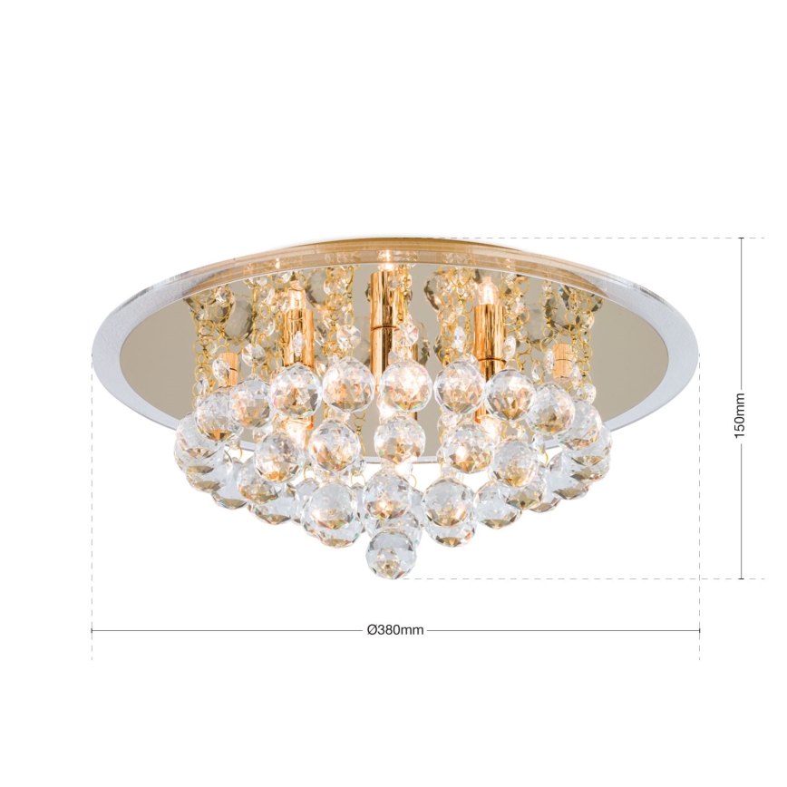 Kristallen plafondlamp GLORIA 4xG9/40W/230V diameter 38 cm goud