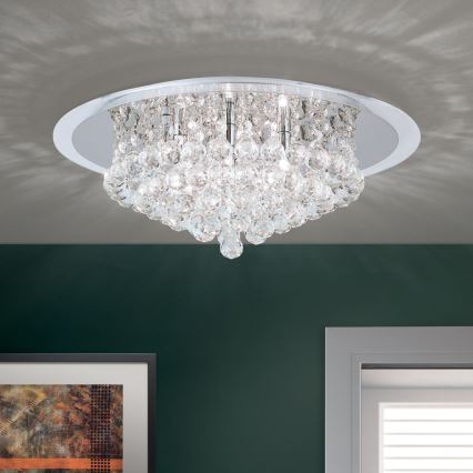 Kristallen plafondlamp GLORIA 6xG9/40W/230V diameter 50 cm doorzichtig/glanzend chroom
