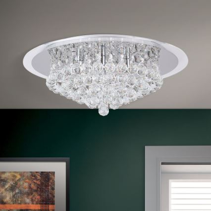 Kristallen plafondlamp GLORIA 6xG9/40W/230V diameter 50 cm doorzichtig/glanzend chroom